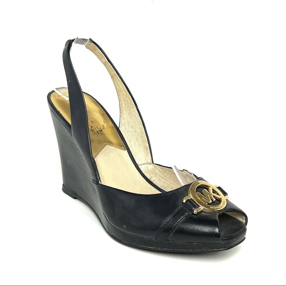 MICHAEL Michael Kors | Shoes | Michael Kors Rochelle Slingback Peep Toe  Wedge Pumps Sz 65 | Poshmark